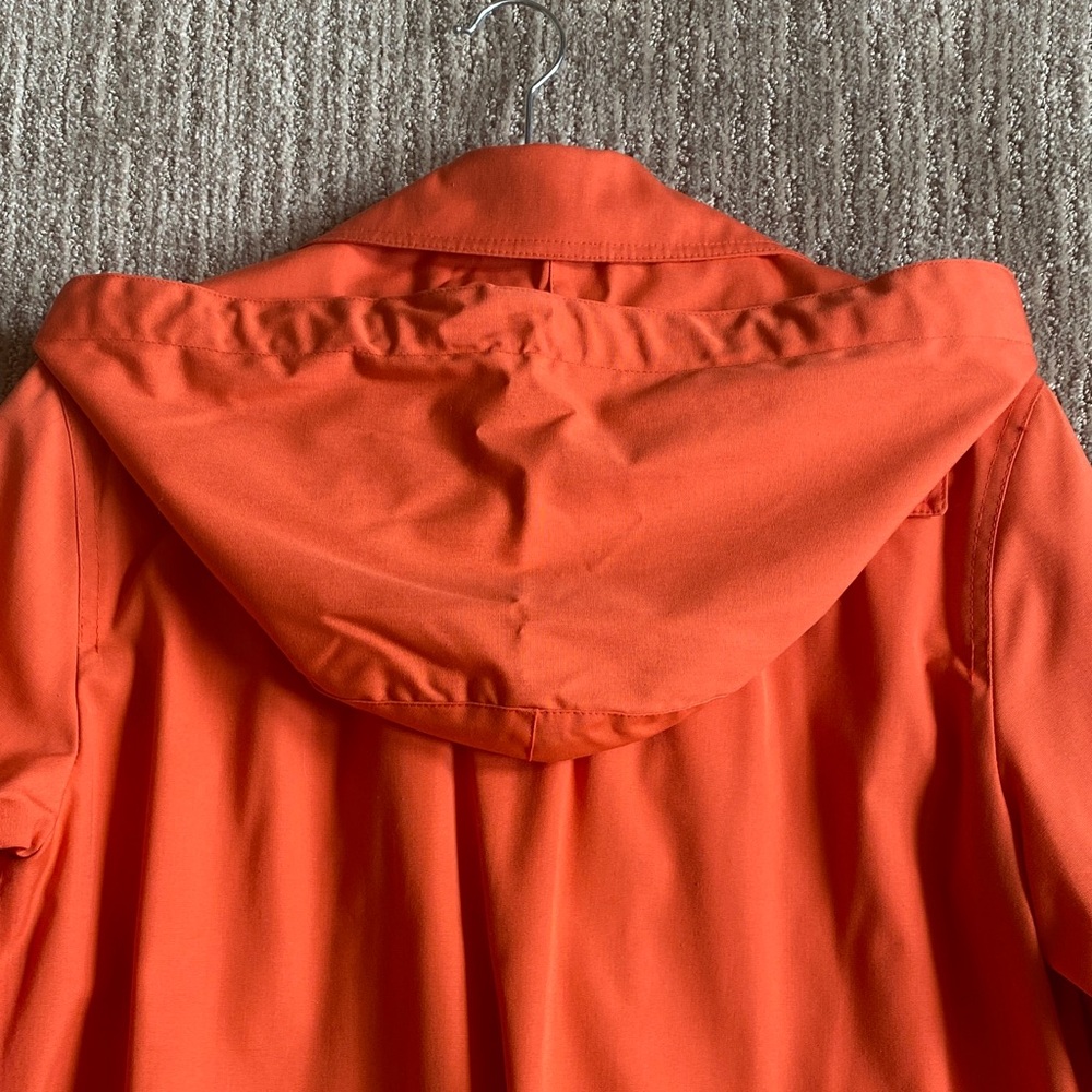 1970s Vintage London Fog Coral Orange Hooded Maincoat Weatherwear Rain Jacket - Picture 9 of 15